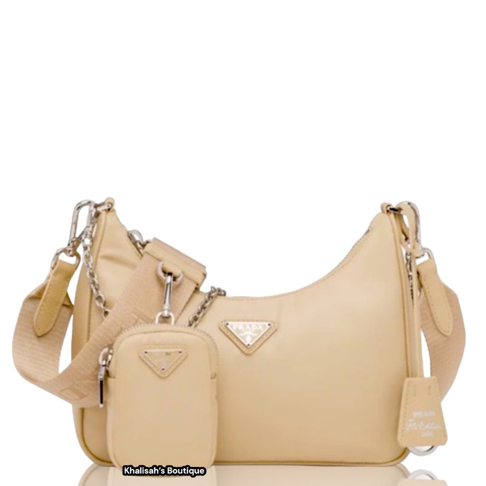 Authentic Prada Re-Edition 2005 Nylon Bag in Beige in Excellent Condition!!!